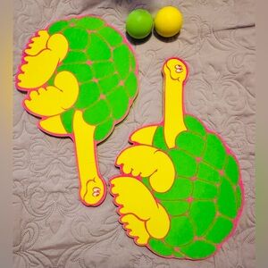 Vintage Yellow & Green Turtle Paddle Board Set with Original Bag